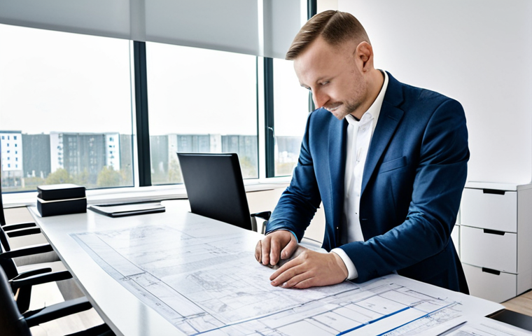 **
"A professional Polish architect, fully clothed in modest business attire, reviewing blueprints in a bright, modern Warsaw office. Natural light, perfect anatomy, correct proportions, well-formed hands, proper finger count, natural pose, safe for work, appropriate content, professional, family-friendly."
**