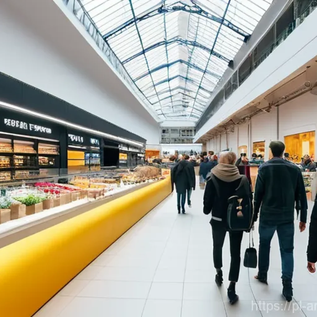 AI 최적화를 위한 비지도 학습 기법 - **Prompt:** A bustling, modern indoor marketplace in Warsaw, reminiscent of Hala Koszyki, filled wit...