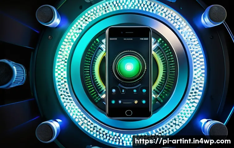온디바이스 AI에서의 노이즈 감소 기법 - A modern smartphone interior showcasing a dedicated digital signal processor (DSP) chip glowing soft...